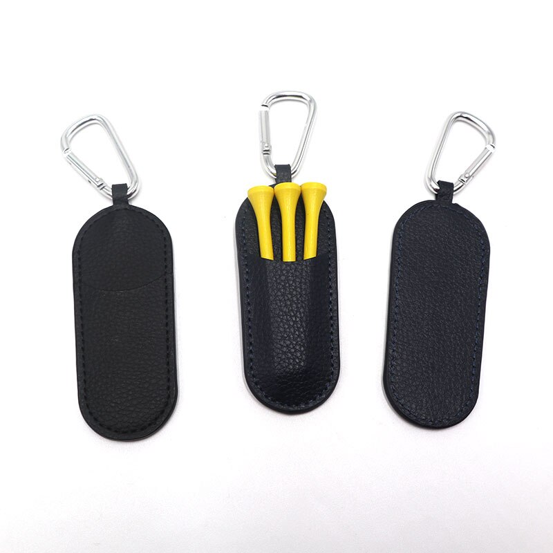 2PCS Small Golf Tees Holder Carrying Storage Case Leather Pouch with Clip