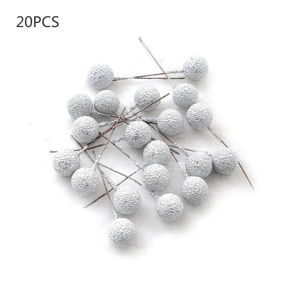 20 stuks/pak kleine kunstbloemen, fruitkersen, kerst, plastic parels, bessen, jaardecoratie voor bruiloftskransen: C