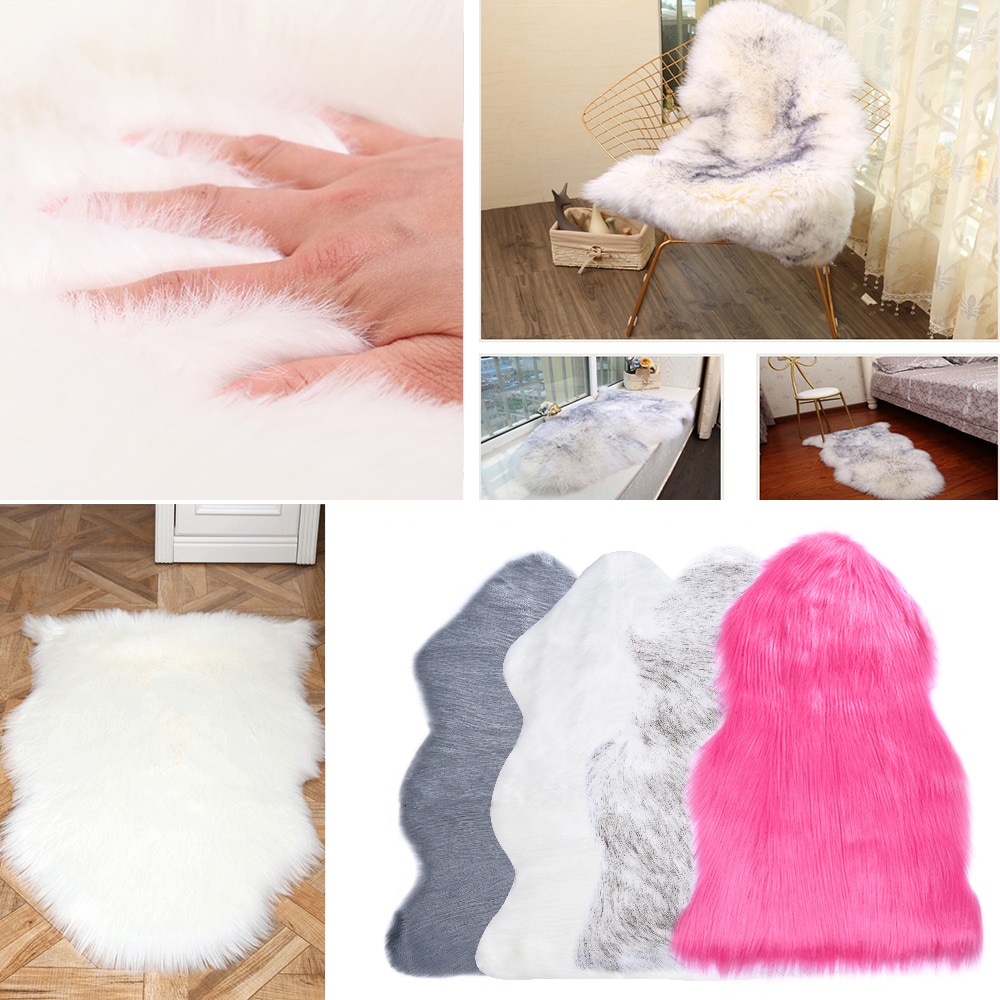 1Stck Weiches ist hingefallen Künstliche Schaffell Haarigen Teppich Für Schlafzimmer Wohnzimmer Haut Pelz Klar Teppiche Flauschigen Bereich Teppiche Waschbar faux matt