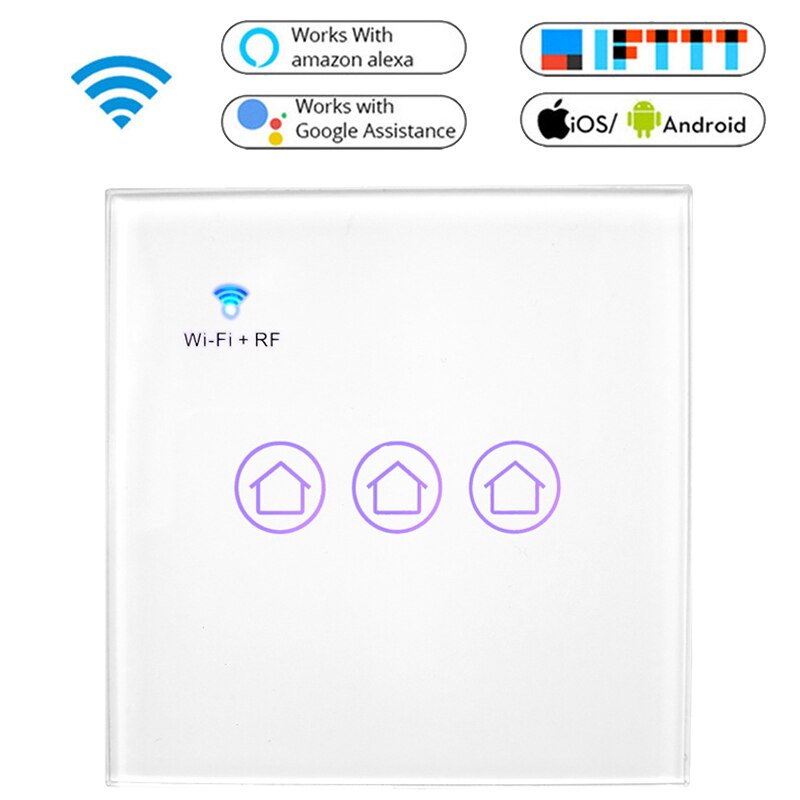 Wifi Smart Light Switch WiFi Smart Light Switch Glass Panel Touch Switch Compatible with Alexa Google Home Smart Wall Switch