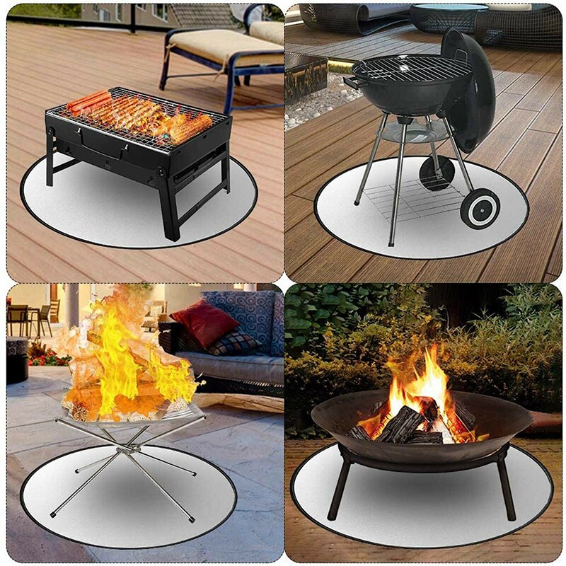 24 Inches Fire Kachel Floor Grill Mat Grijs Siliconen Glasvezel Vlamvertragende Brand Deken Barbecue Fire Doek