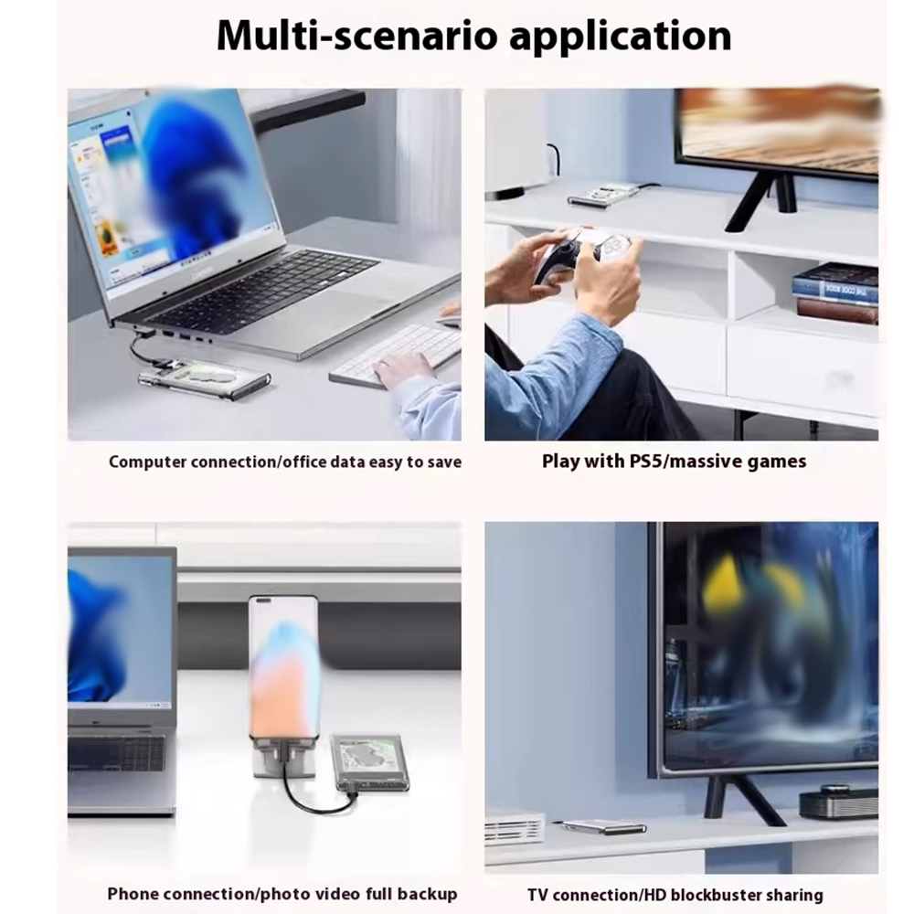 2.5'' External Hard Drive Enclosure USB 3.0 / 3.1 Type C to SATA III HDD Adapter 5Gbps Tool Free Clear External Hard Drive Case
