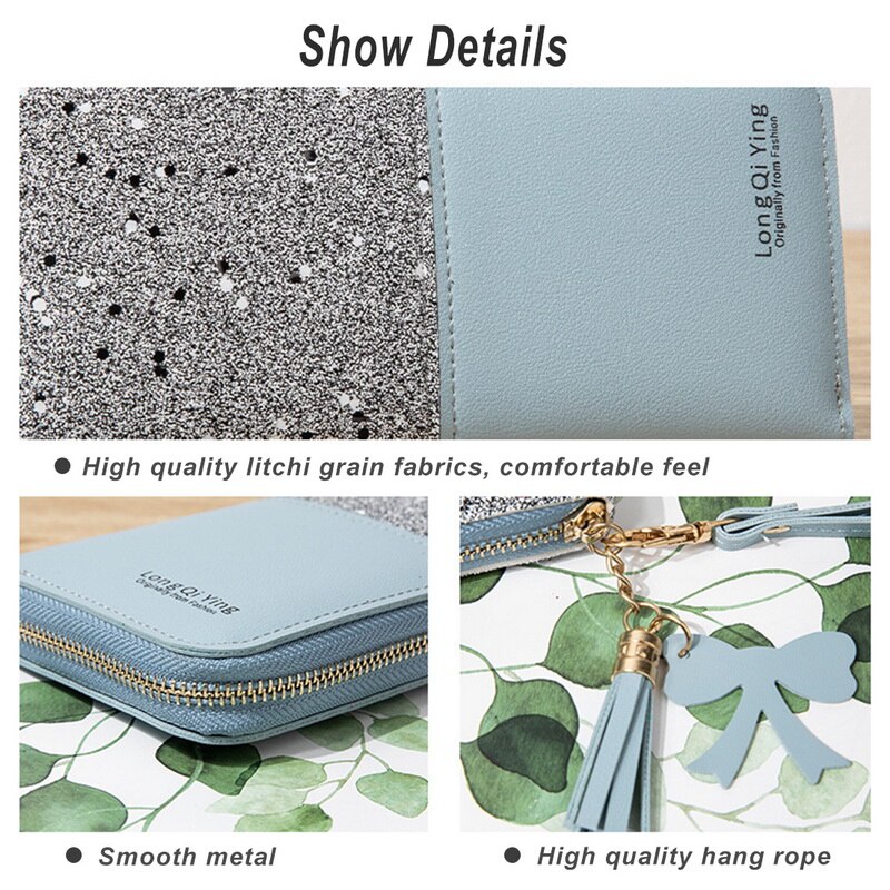 Puimentiua pailletten-Patchwork-glitzergeldbörse für damen, lange geldbörse aus pu-leder, münzfach, damengeldbörsen, mädchengeldbörsen