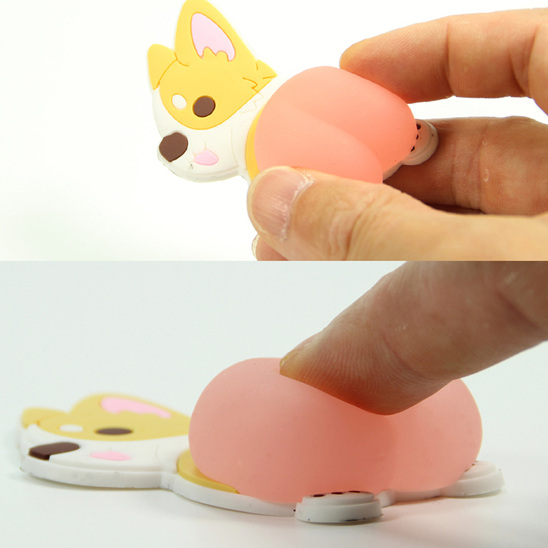 2 pz pesca culo cartone animato cane maiale anatra Squishy spremere Fidget giocattolo decompressione decorazioni fai da te auto paraurti adesivo porta giocattoli antistress