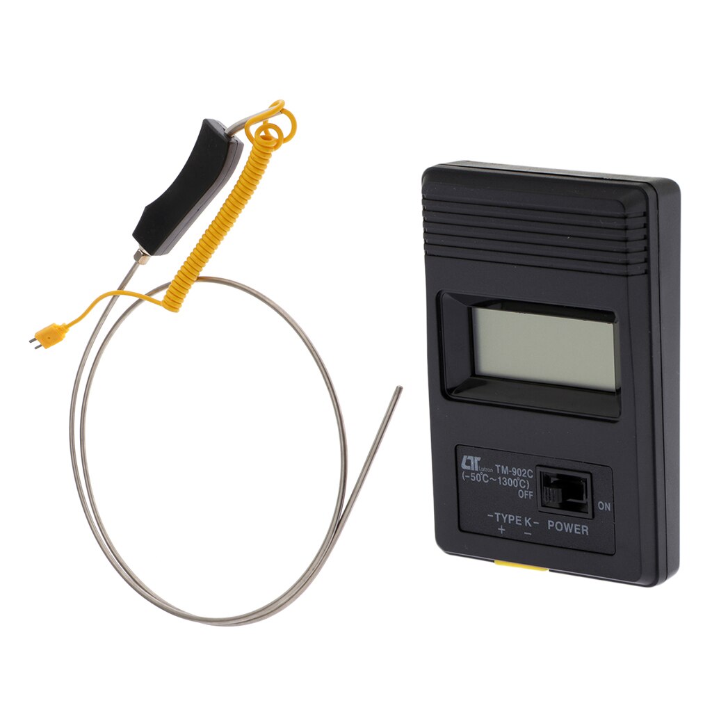 Digital Thermometer Pocket + K-Type Thermocouple Temperature Probe, Stainless Steel Probe In Temperature Range 0-1300