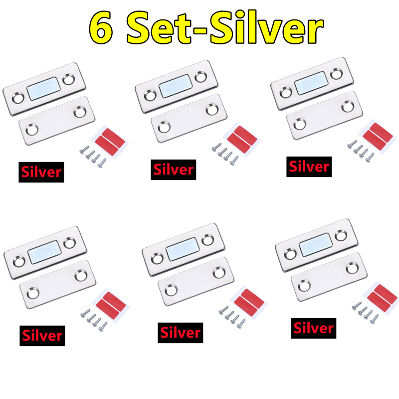 6-1Set Strong Magnetic Cabinet Catches Ultra-Thin Door Magnets Stops Invisible Adhesive Drawer Magnet Catch for Kitchen Closer: green