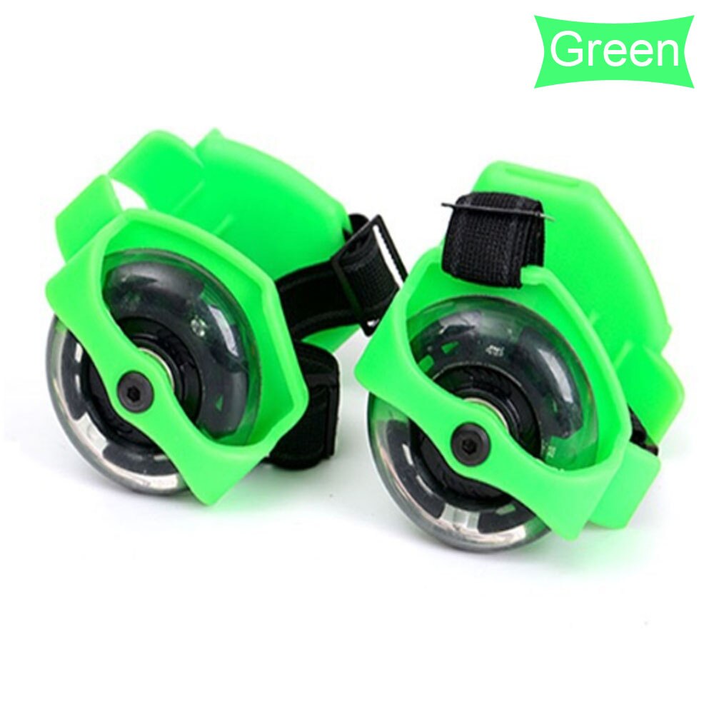 Roulettes clignotantes colorées pour enfants, chaussures à poulie tourbillonnante, talon réglable, simplement Durable, patinage en plein air, à la maison: green
