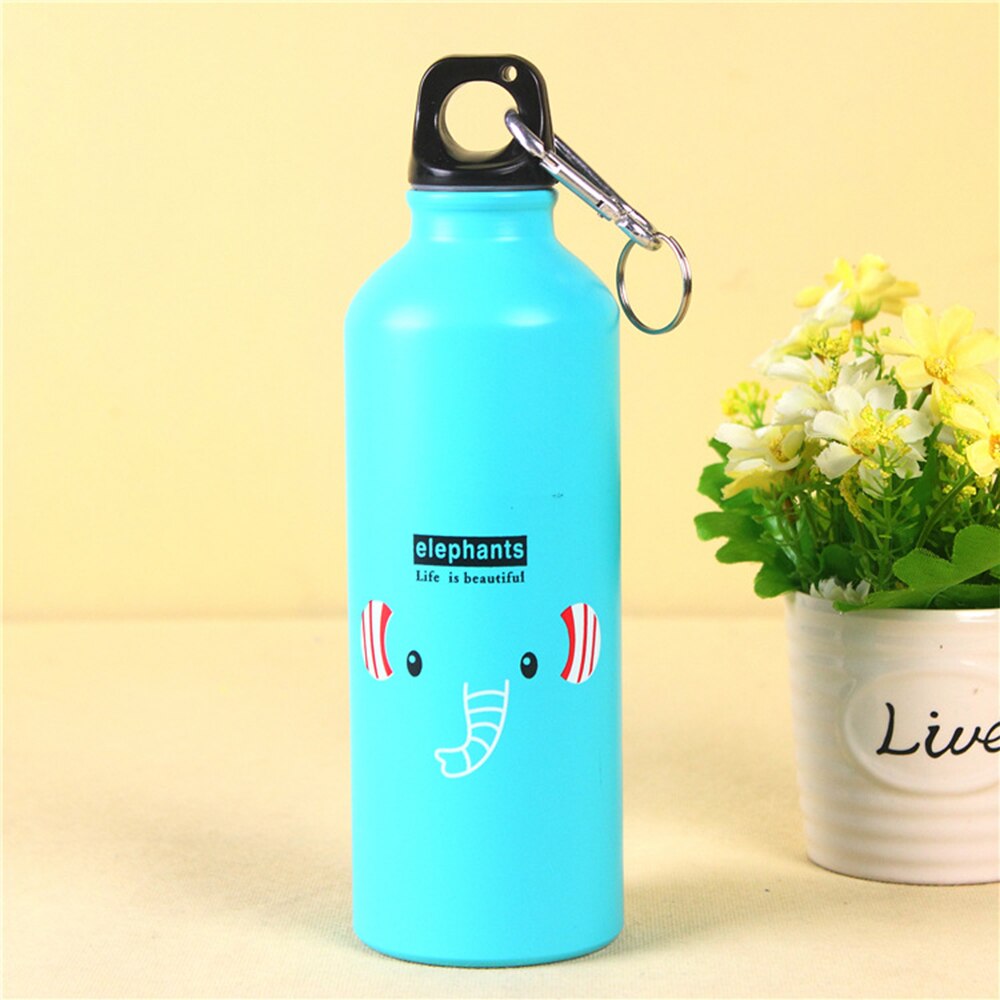 Vandflaske climping vandreture udendørs dyr tegneserieflaske til vandrejsekop bærbar praktisk aluminium 500ml