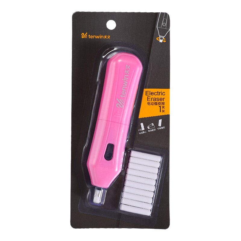 Battery Operated Elektrische Gum Automatische Elektronische Rubber Voor Kids Schets Tekening Schoolbenodigdheden Briefpapier Materiaal Escolar: Pink 8301