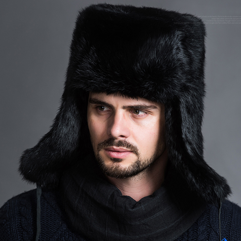 Russische Mannelijke Warme Fur Bomber Hoeden Mannen Solid Dikker Oorklep Caps Leifeng Effen Sneeuw Hoeden Warmer Winter Herfst Mode Hoed