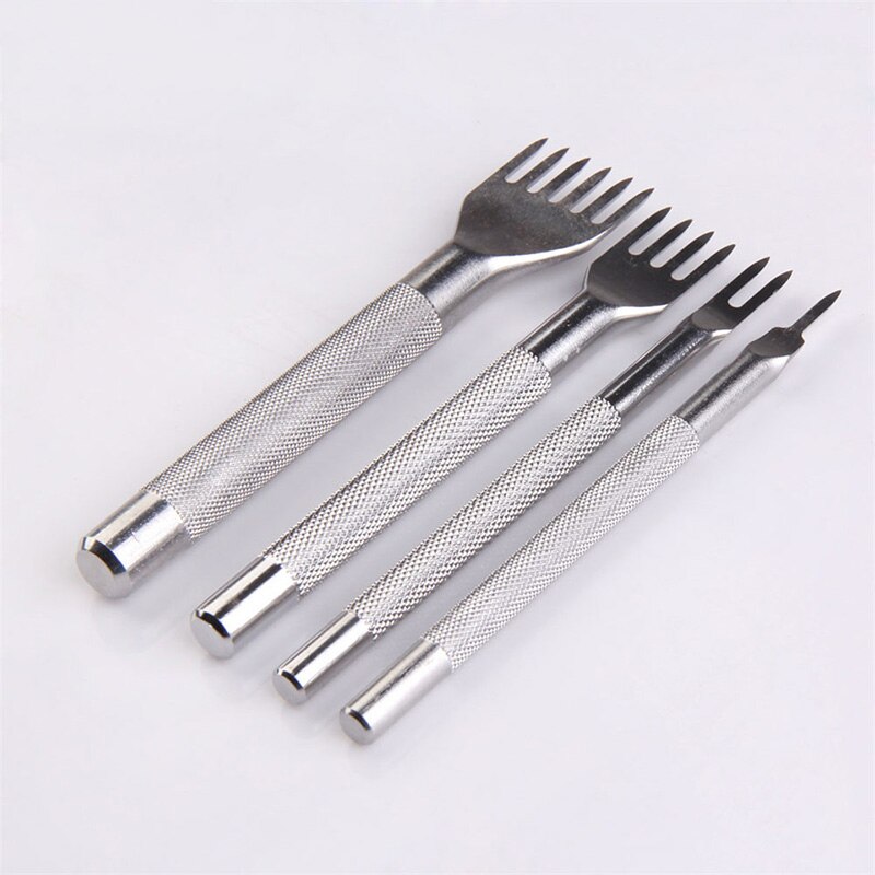 Kit de herramientas para perforar cuero, cuero con herramientas para perforar 4 estilos, para manualidades, con punta de diamante, Color negro, plateado, dorado y Retro