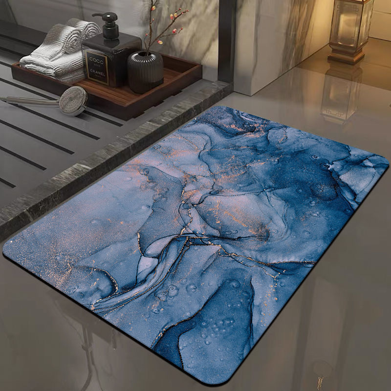Alfombra de barro de diatomeas con estampado de mármol moderno, alfombra absorbente de secado rápido para bañera, accesorios decorativos para puerta de entrada y baño, 1 ud.: 45X140CM / Multicolor