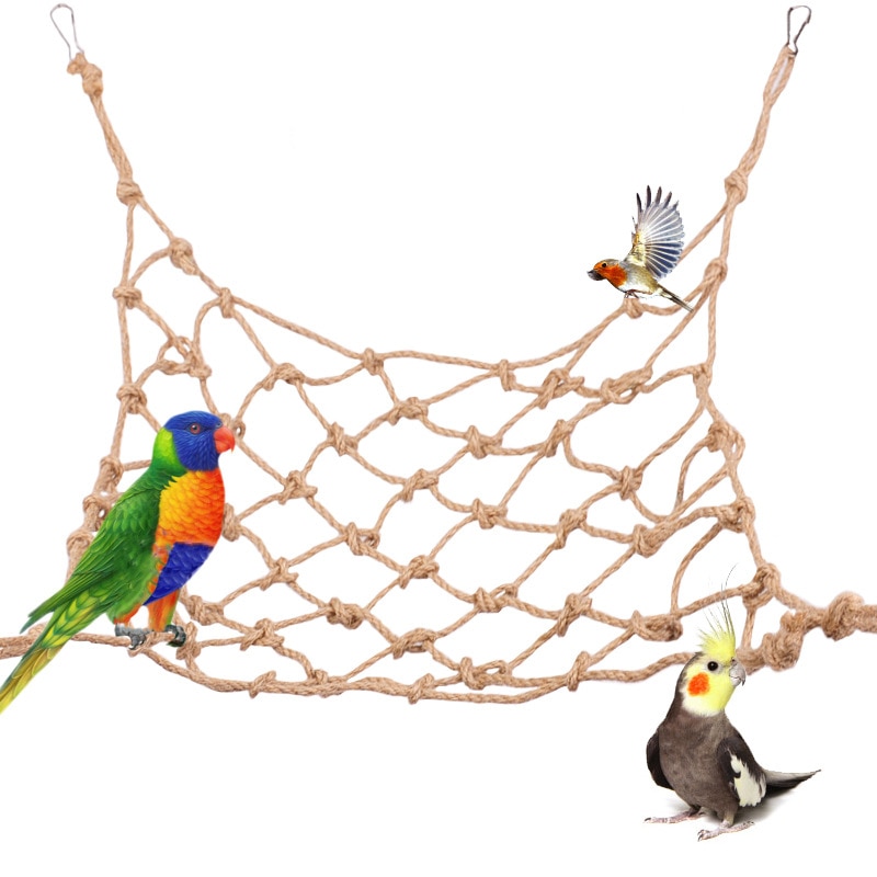 1pc Parrot Hamster Sugar Glider Hemp Rope Climbing Net Hammock Hanging Toy Bed Tunnel Cage Small Pet Bird Playing Supply