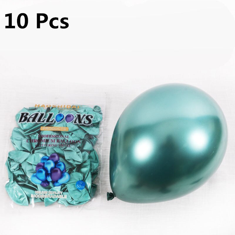 10 st 10 tum metalliska latex ballonger mörkgröna runda globos uppblåsbara helium ballong födelsedagsfest dekoration tillbehör: Mörkgrön