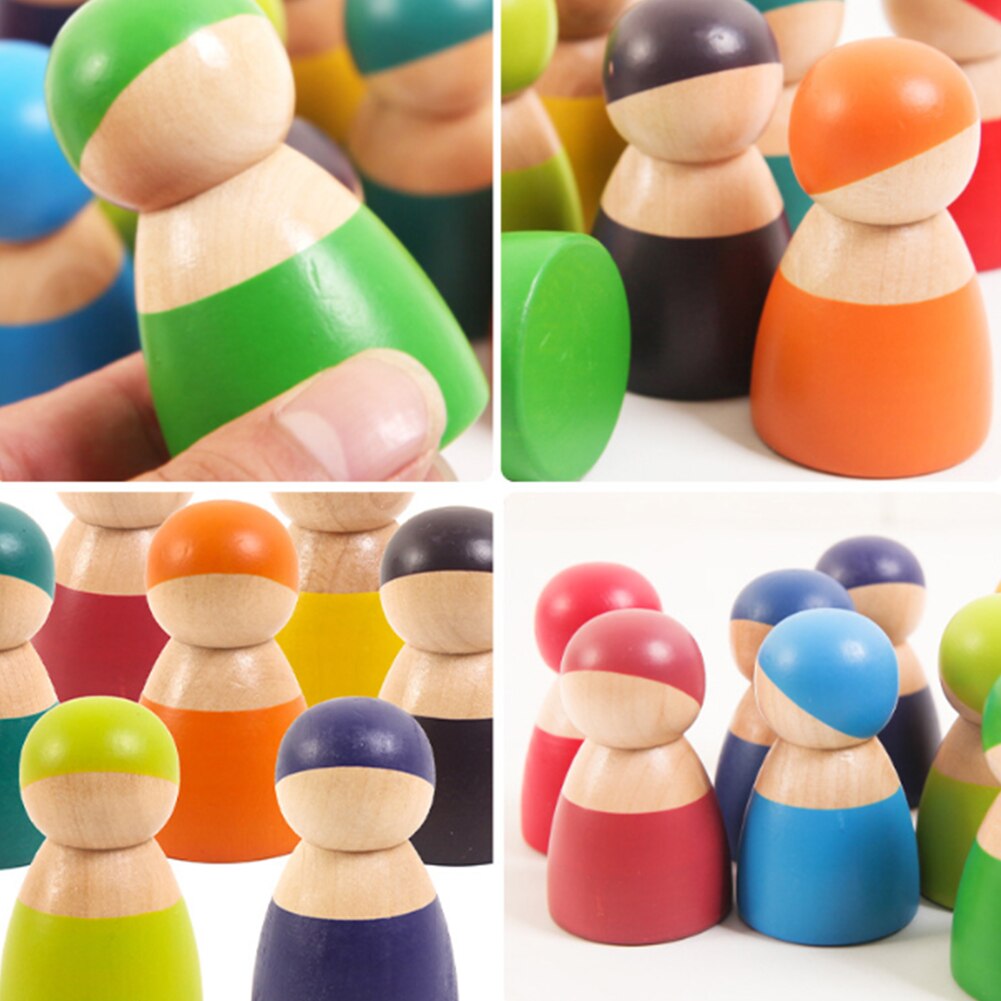 12pz Delle Ragazze Dei Ragazzi Regalo di Figura della Bambola la Coordinazione Occhio Mano Giocattoli Educativi per Bambini Bambini Scuola Materna presto apprendimento Blocchi Di Legno