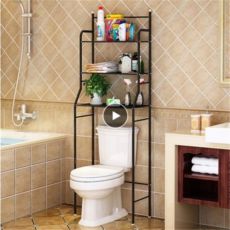 Thicken Stainless Steel Rack Toilet Cabinet Shelving Kitchen Washing Machine Rack Bathroom Space-saving Shelf Clean Storage Hold