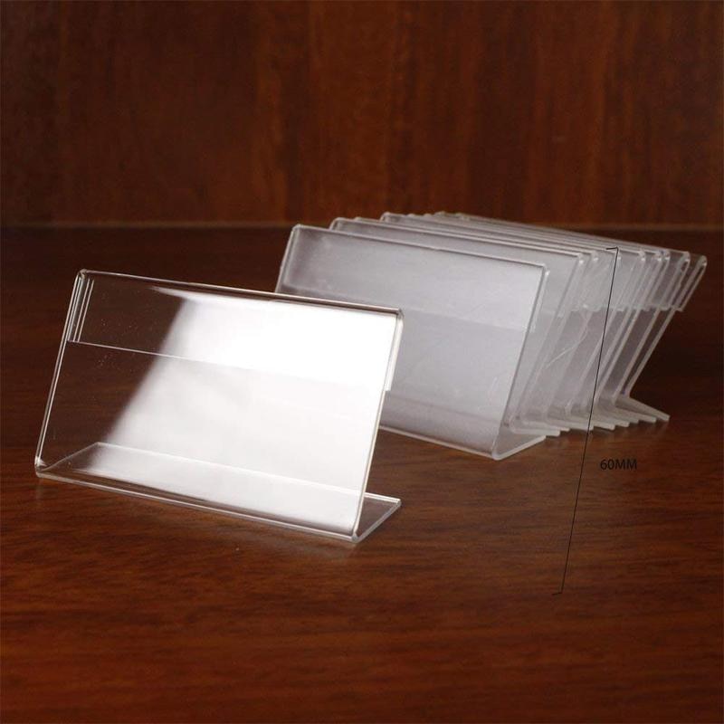 10pcs Acrylic Transparent Display Stand Desk Sign Label Frame Price Tag Display Business Card Holders
