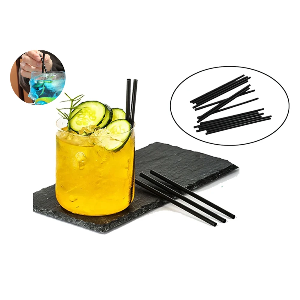 Pailles à Cocktail noires, 50 à 3000 pièces, pailles à boire flexibles pour thé, Tube de boisson en plastique, Bar de paille, fête de mariage,