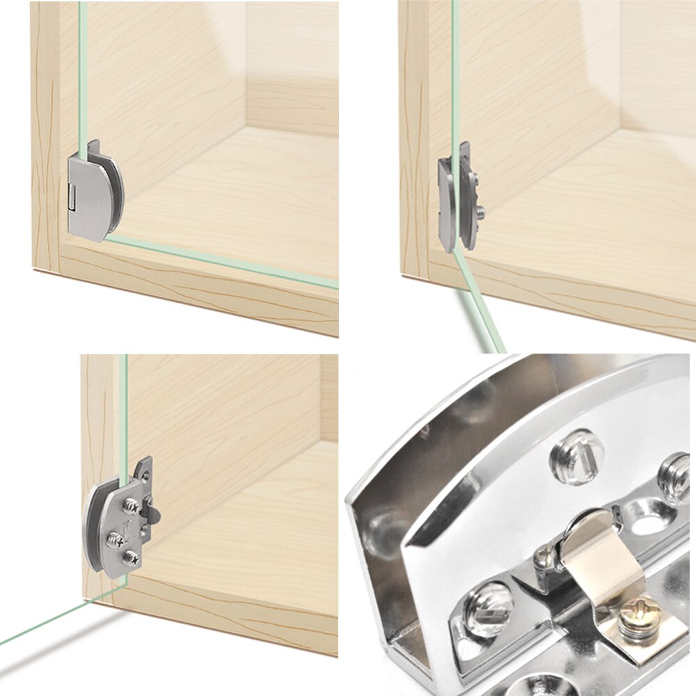 Stainless Steel Glass Door Hinge Without holes Frameless Glass Accessories Without Opening Glass Door Fixing Clip Bilateral Clip