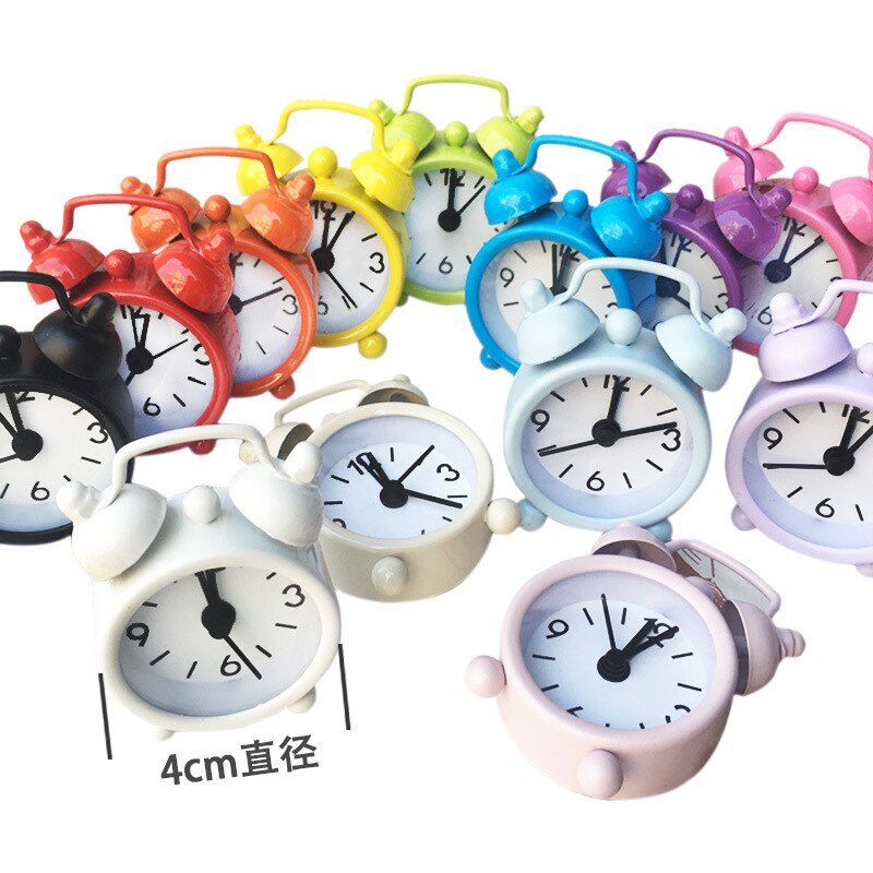 Mini Alarm Clock Electronic Round Number Double Bell Table Digital Quartz Clock Home Decoration Retro Portable Cute Durable