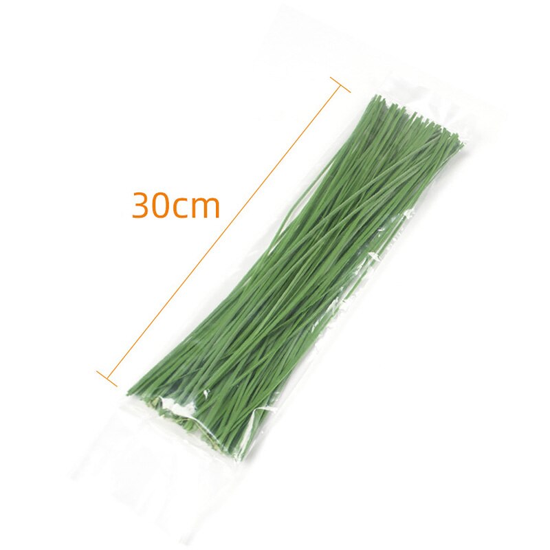 100 Uds., planta de amarre trenzado, alambre verde resistente para jardinería, Cable reutilizable, planta, bridas, flor, Rama, Clip de fijación: 30cm