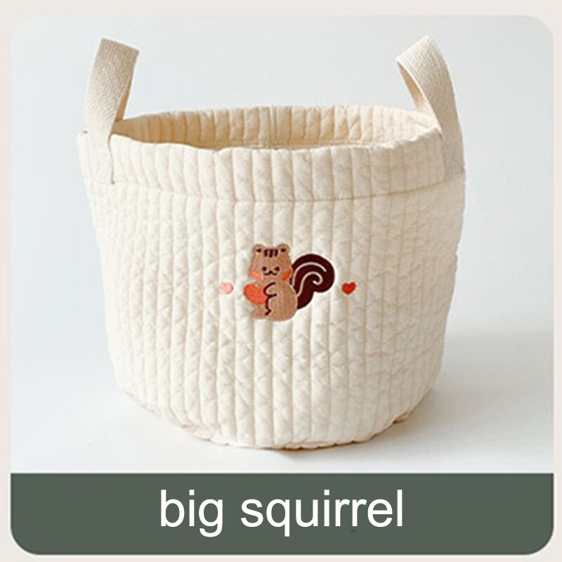 Sacs à couches brodés ours fleur pour bébé garçon fille -né sac à couches organisateur pour maman vêtements jouets sac de rangement panier: big brown squirrel