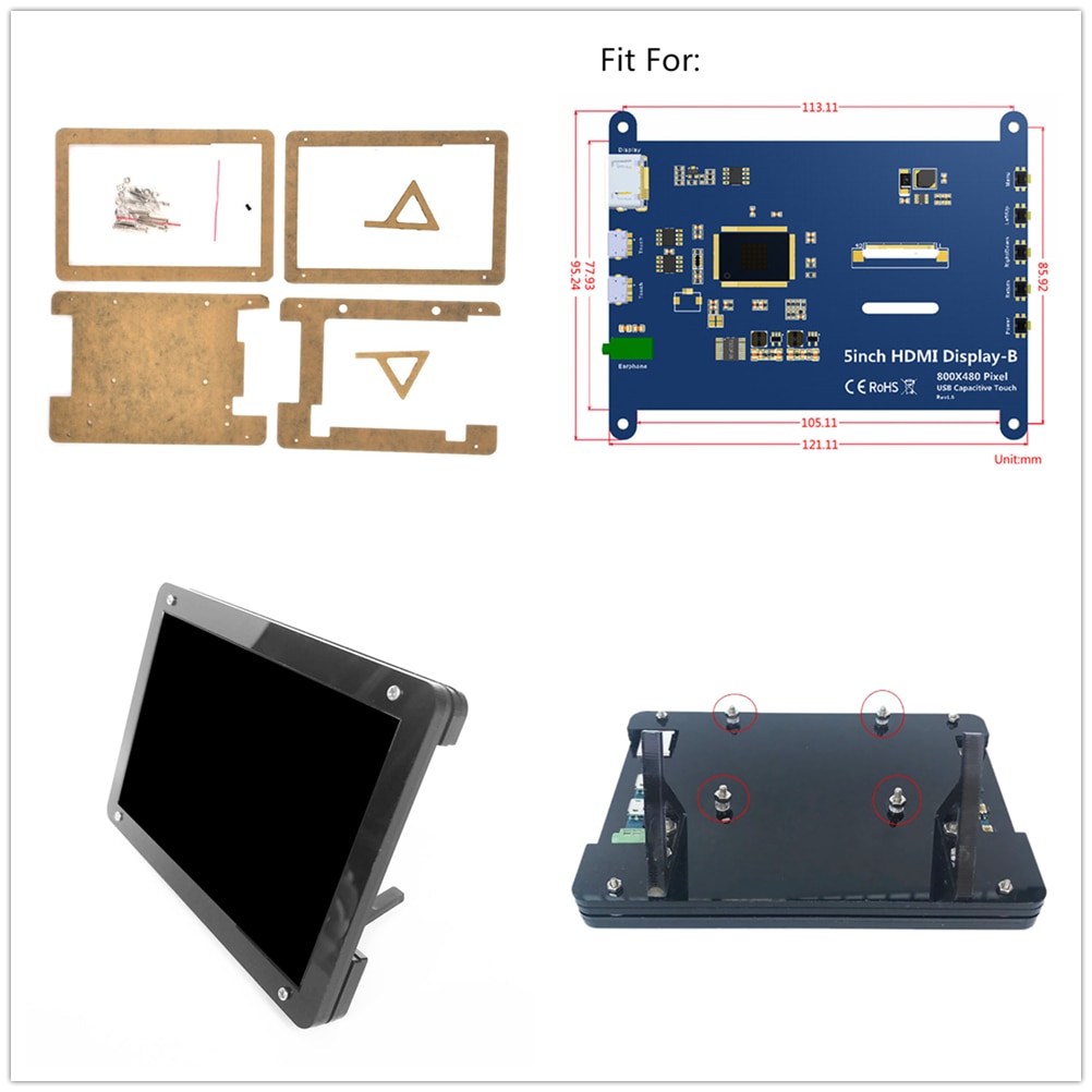 Duurzaam 5 Inch Hdmi Display Case Lcd Hd Capacitieve Touchscreen Stand Voor Raspberry Pi
