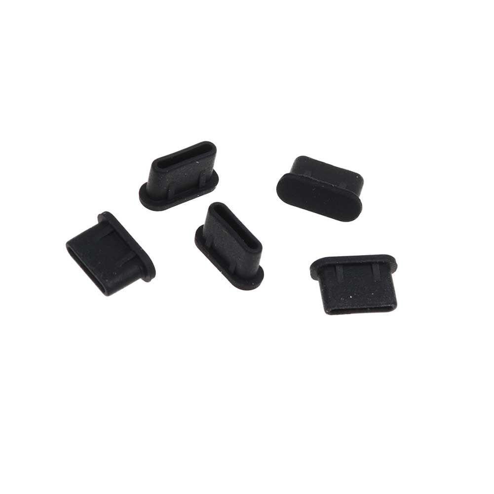 5Pcs Silicone Anti-Dust Type-C Tablet Telefoon Oplader Interface Soft Plug Cover: Black