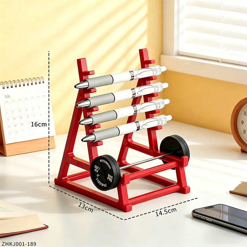 Kreativer Langhantel-Stifthalter mit Fitness-Thema, Fitness-Stifthalter, perfektes für Fitness-Enthusiasten, Gewichtheber: Blau