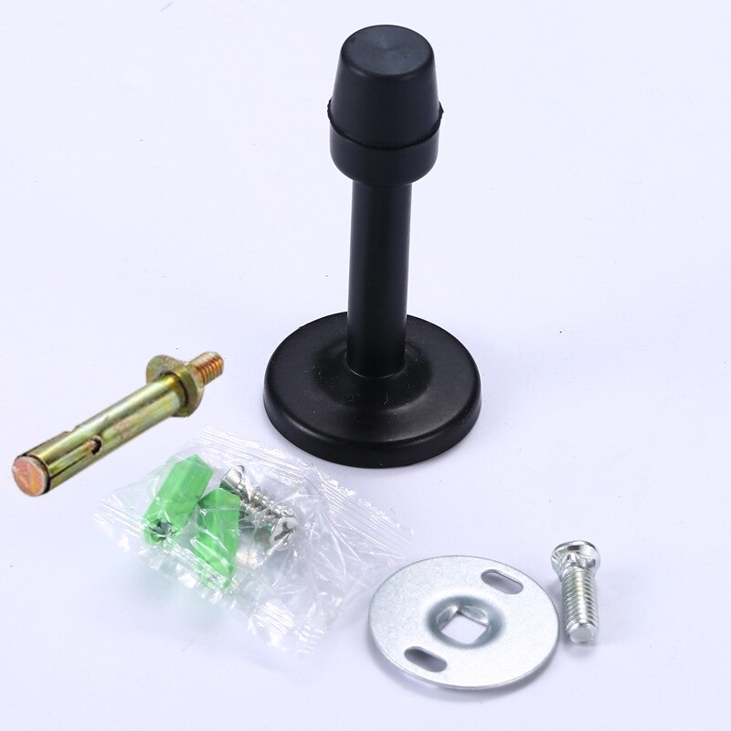 Stainless Steel Door Stops Wall Mounted Door Stopper Rubber Holder Catch Floor Fitting With Screws Bedroom Home Hardware: Screws Black