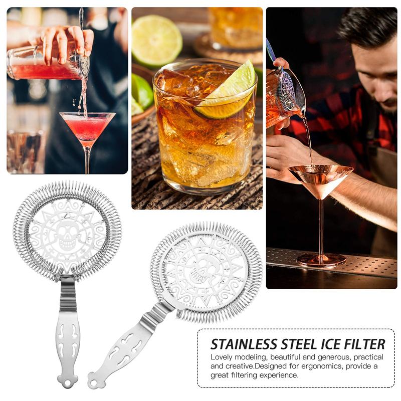 1pc Stainless Steel Cocktail Strainer Ice Strainer for Bartenders