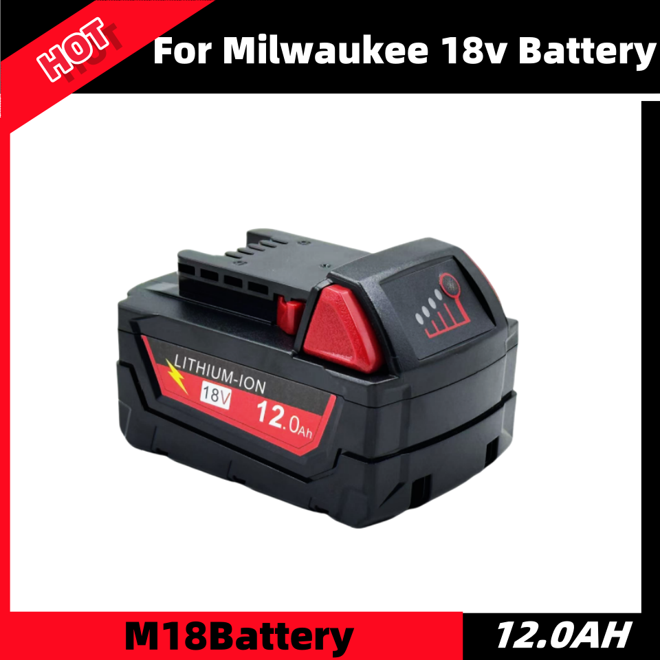 100% para batería de herramienta eléctrica Milwaukee M18 + cargador, BR,XC,18V, 6,0/9.0/12.0AH M18B5, 48-11-1860, batería integrada 18650: Marfíl