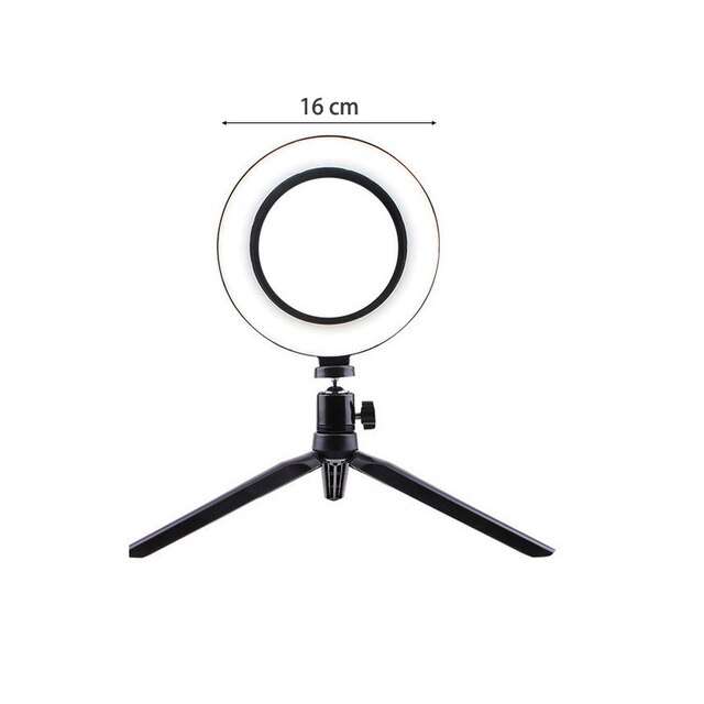 Anillo de luz con trípode para selfi, lámpara de anillo redondo de 26 cm, luz Led para teléfono, iluminación de luz derecha para sesión de fotos, Bering: 16cm
