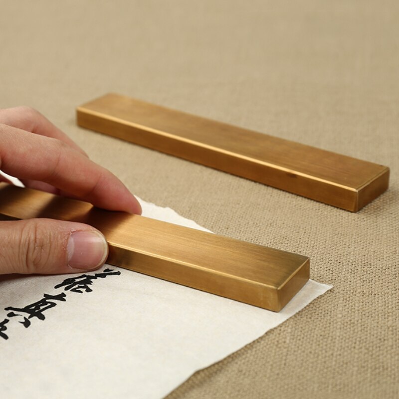 Draagbare Chinese Schilderen Calligraphie Paperweights Eenvoudige Messing Paperweights Studenten Papier Drukken Paperweights Peso De Papel