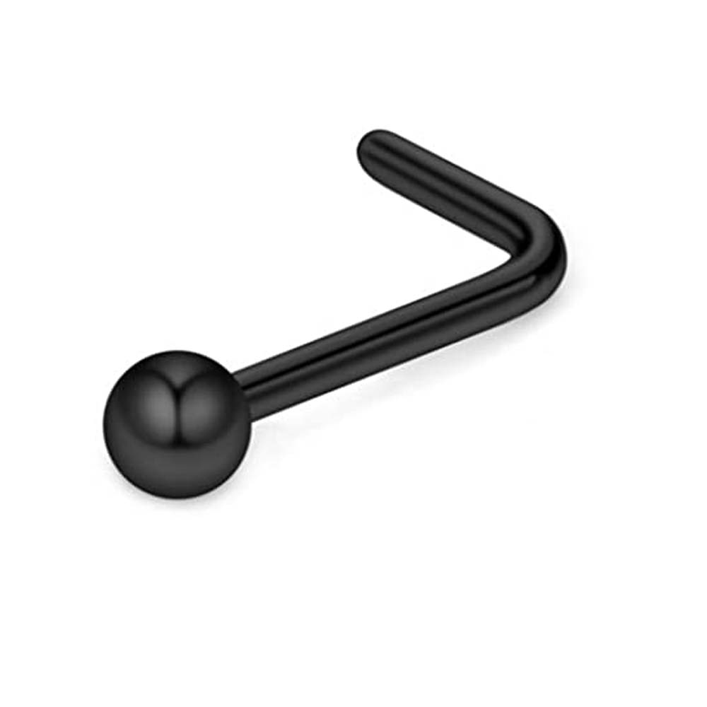WKOUD-anillo de acero quirúrgico curvado para nariz, Piercing en forma de L-3mm de 1,5mm con bola, joyería de 20g, 5 piezas/1 piezas: Blanco / Rodio plateado