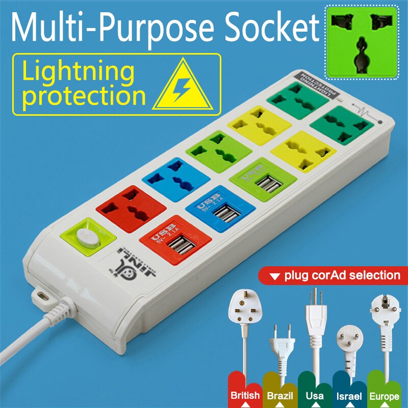 Fireproof material 5V 2100Ma USB output smart power strip with Overload protection