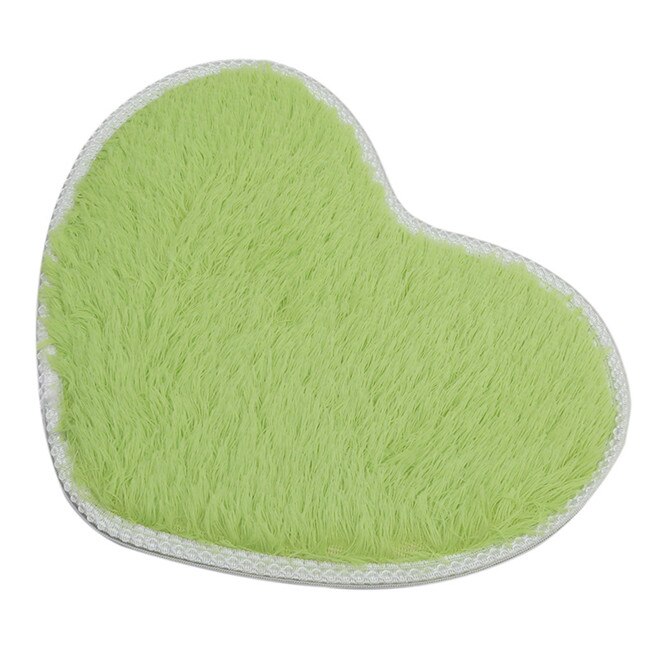 Felpudo antideslizante con forma de corazón de 26*37cm, suave microfibra esponjosa, para el suelo de baño, para dormitorio, alfombras, salón: Green