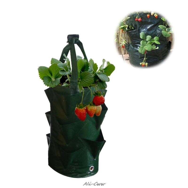 Bolsa de plantación de fresa de 3 galones, bolsa de plantación de plantas de aire y hojas de jardín, protección ambiental, transpirable, accesorio para jardinería para el hogar