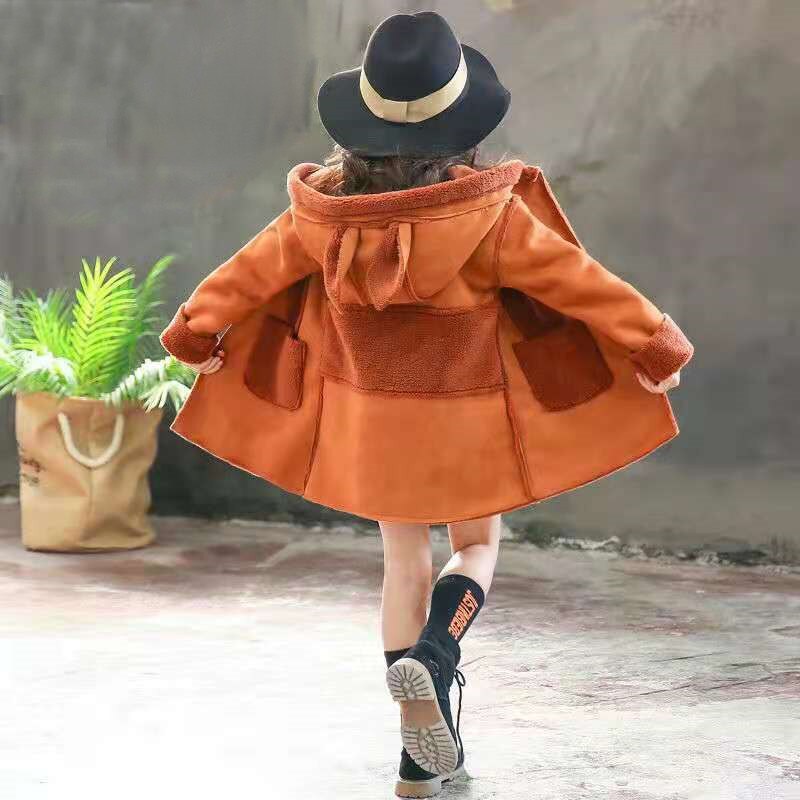 Boutique cappotto per ragazze di media lunghezza Babys ispessito stile coreano 2021 nuovo cappotto di lana autunno e inverno per bambini giacca a vento