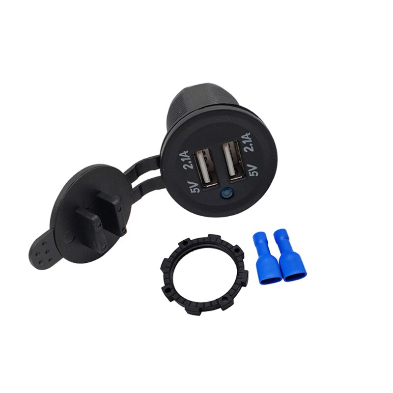 Dual Auto Usb Adapter Oplader Voor Motorcycle Auto Truck Atv Boot Mini Auto Charger Sigarettenaansteker Auto-Oplader 12V 24V