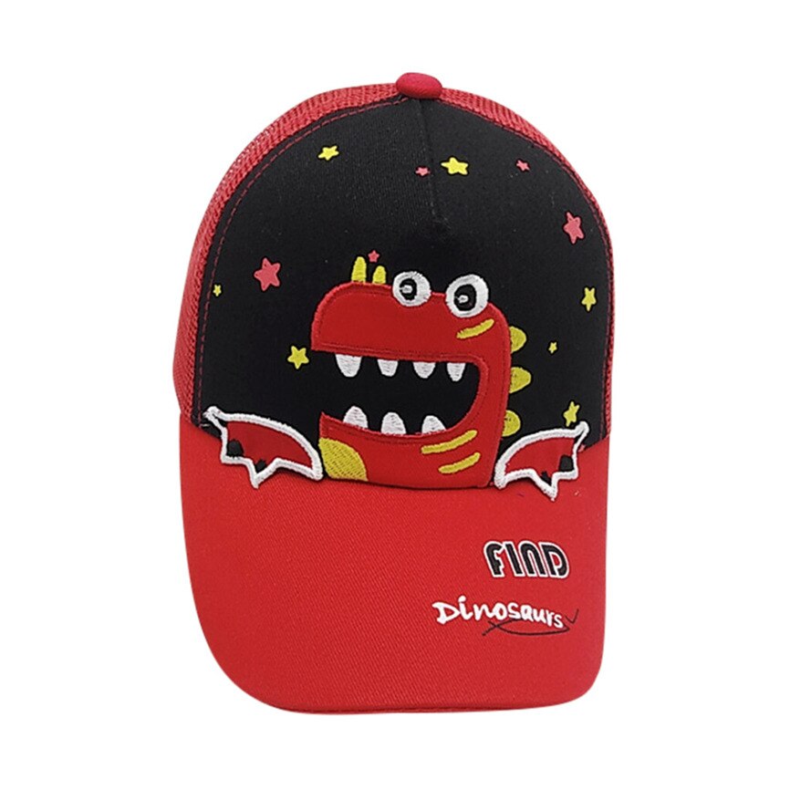 Zomer Hoed Voor Jongens Mode Baby Boy Hoed Brief Zachte Katoen Doos Dinosaurus Zonnehoed Dakrand Baseball Cap Zonnehoed Baret: Red