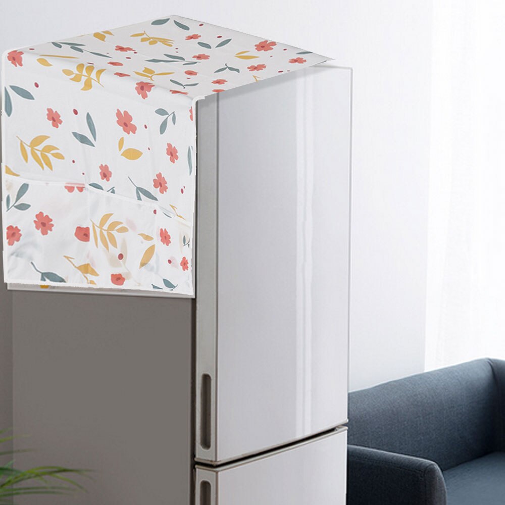 1 pc geométrico pequenas flores impressão geladeira capa única porta geladeira capa poeira máquina de lavar roupa capas poeira toalha