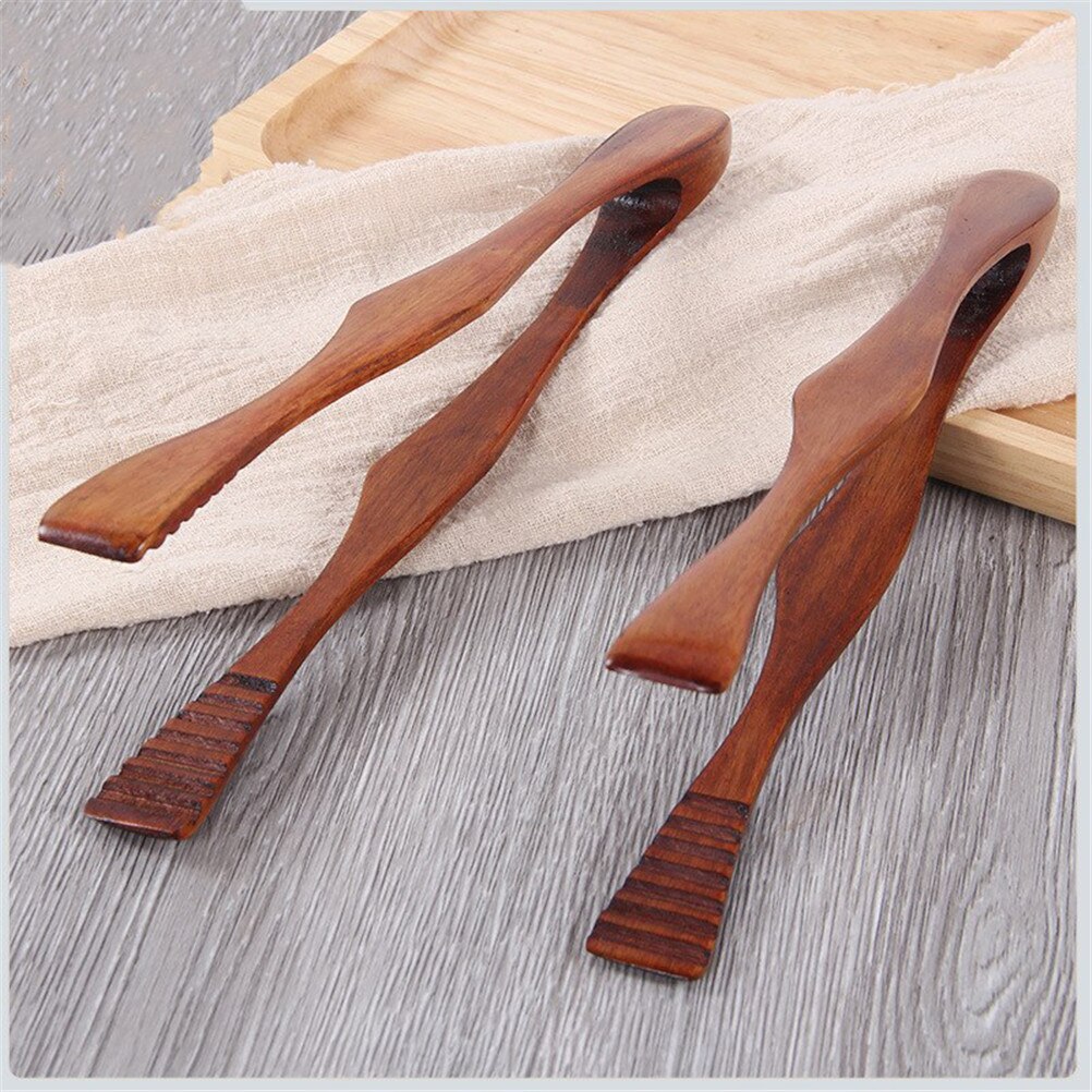 1 pc pinces à nourriture en bois pinces à Steak Barbecue pince à pain Dessert pince à pâtisserie Buffet cuisine outils de cuisine