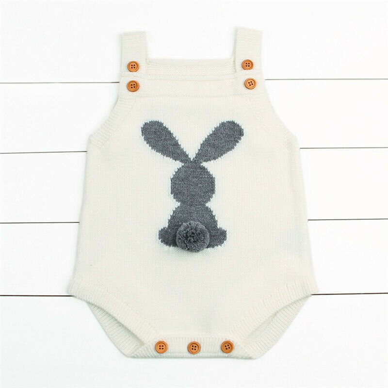 Baby Boy And Girl Solid Color Sling Design Knitted bodysuit