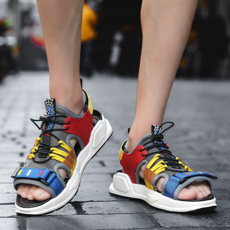 Sandales fantaisie à plateforme pour homme, chaussures d'été confortables à semelles en pu, antidérapantes, style gladiateur