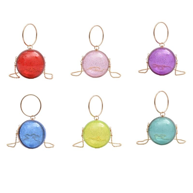 Ronde, doorzichtige dameshandtas voor gala, bruiloft, feest, avond, banket, tas  lx9f