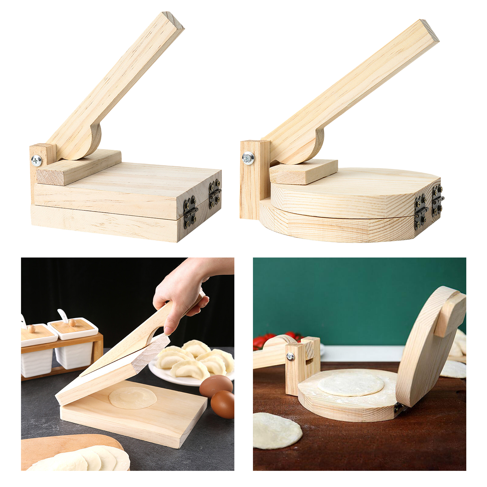 Wooden Tortilla Paste Press Manual Dumpling Presser Pizza Maker Baking