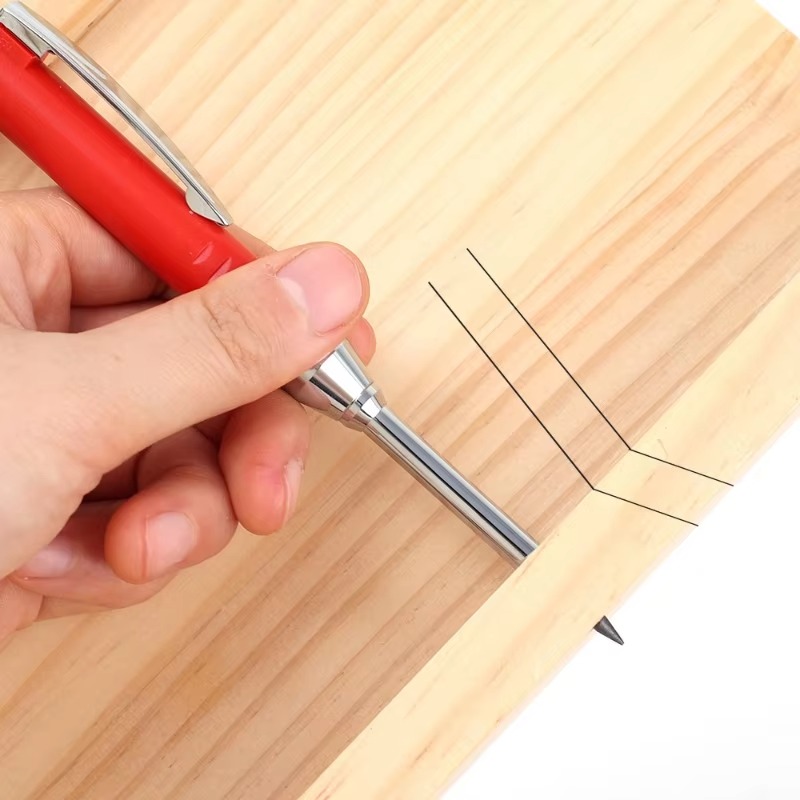 Paquete de 4-1 lápices de carpintero sólidos con recambio, marcador de lápiz mecánico de Agujero profundo de punta larga de 40mm para construcción de carpintería