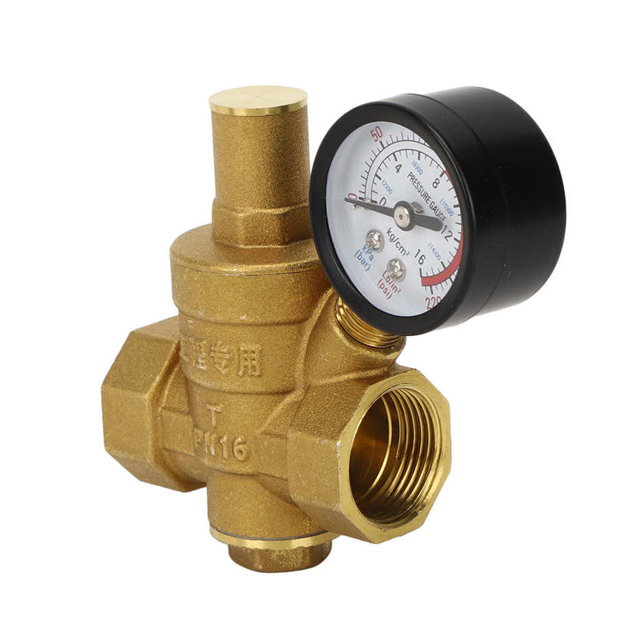 Pressure Gauge DN20 Brass Adjustable Water Pressure Regulator Reducer with Gauge Meter Digital Pressure Meter Tool