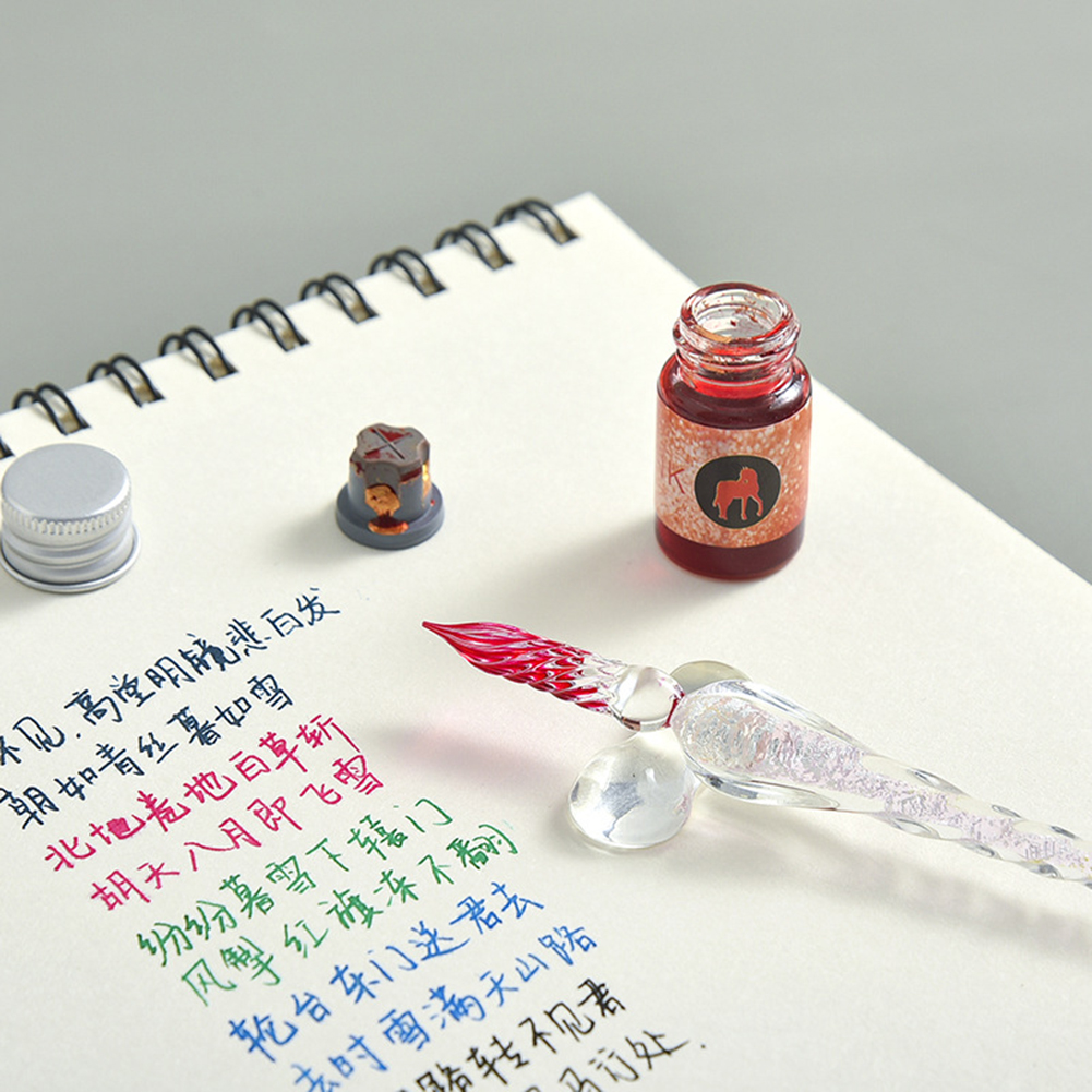 Calligraphy Glass Dip Pen Ink Set Portable DIY Markers Pen For Birthday